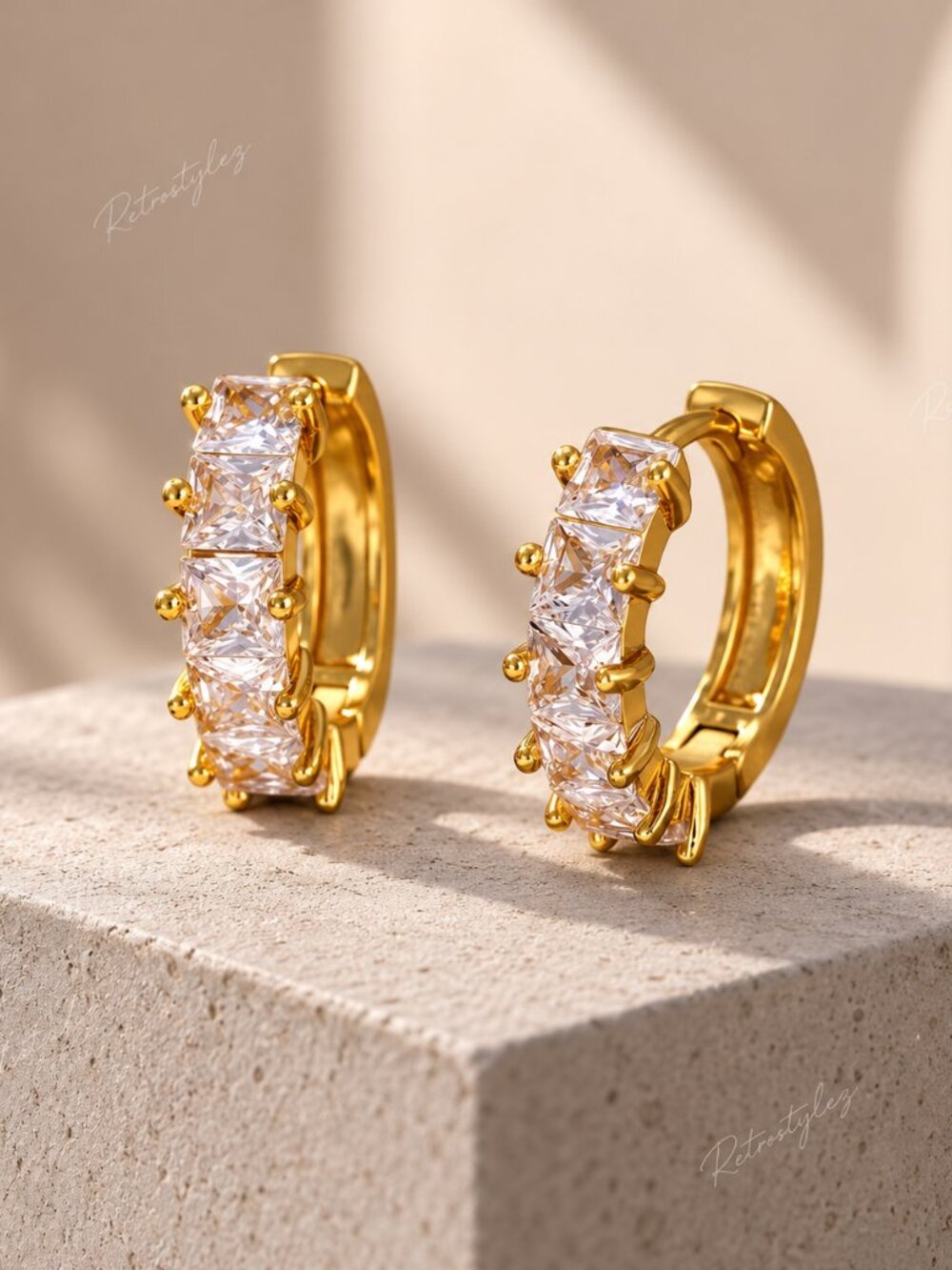 New 14K Gold Womens 2ct Diamond Small Hoop Earrings Ladies 14 K Silver Jewelry
